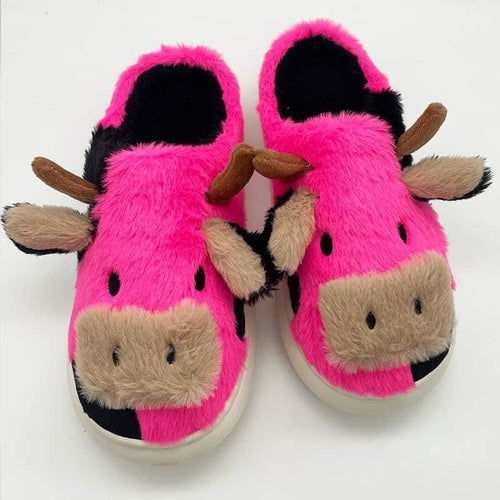 Pink Highland Fuzzy Slippers