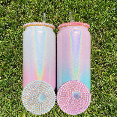 Rhinestone ombré bling glass cups 15oz *will arrive mid March
