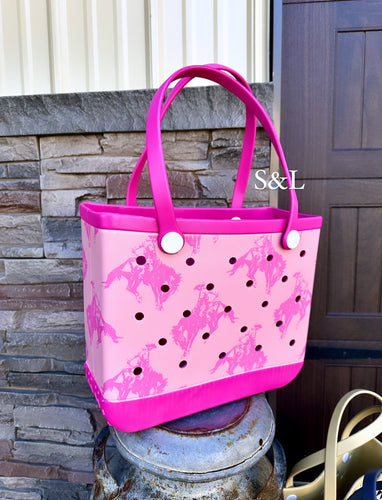 Pink cowboy western Eva beach bag (preorder will arrive early May)