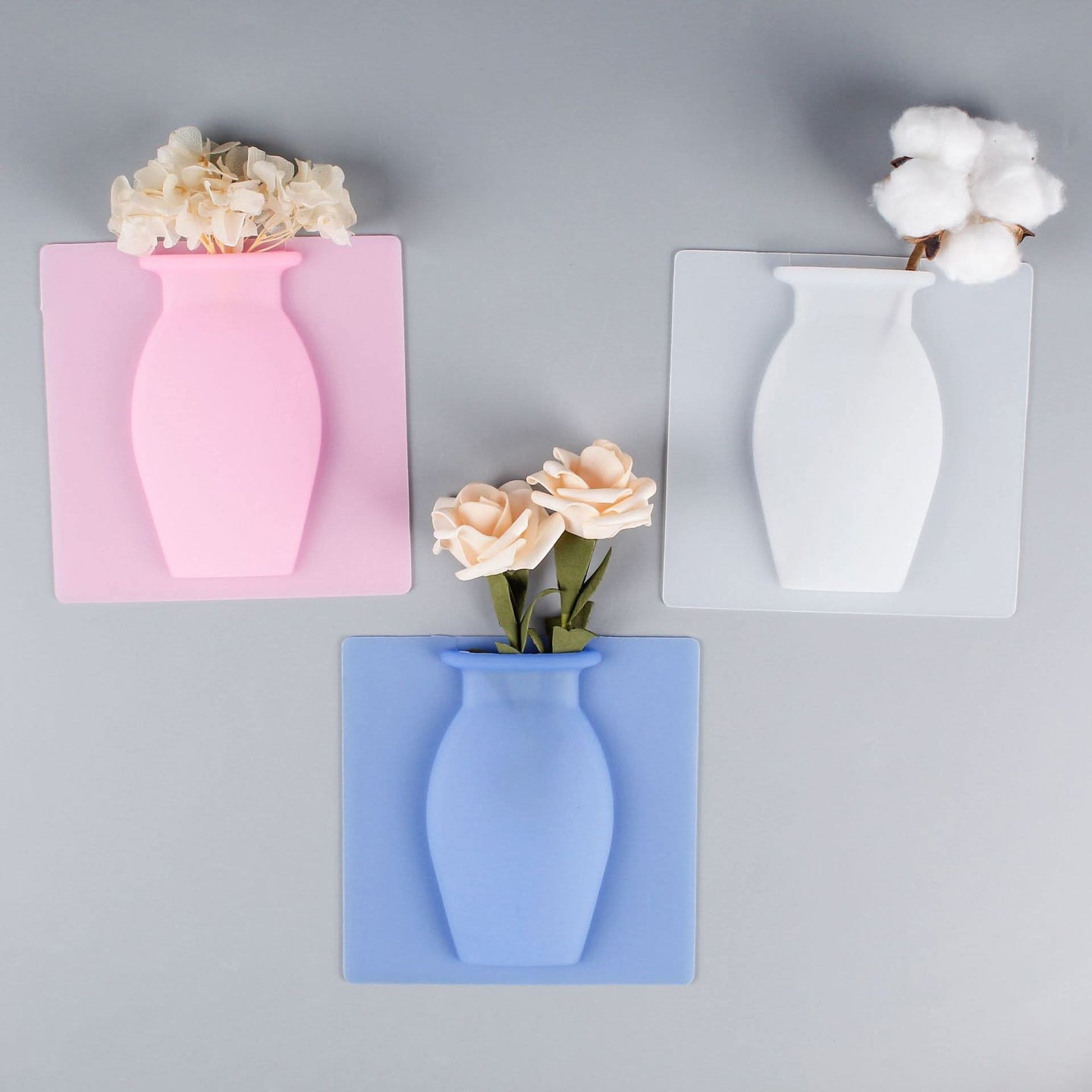 Stick on silicone flower vases