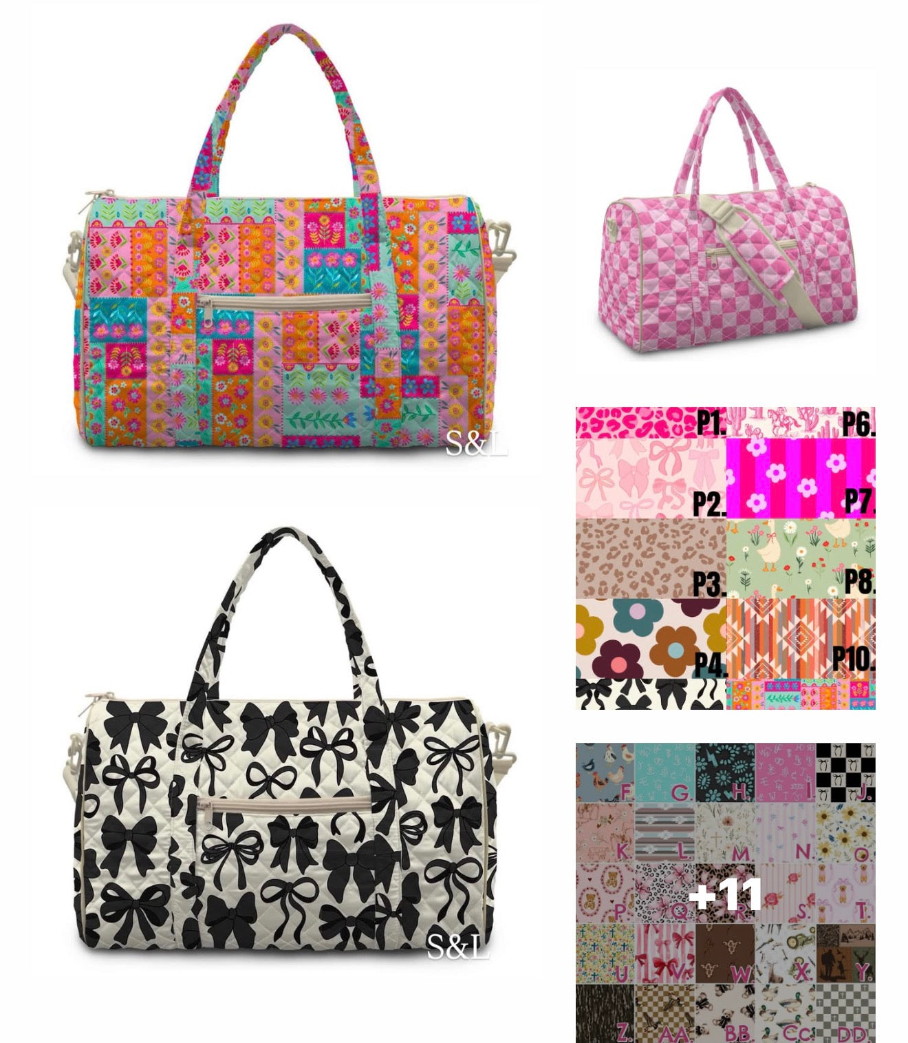 Quilted duffle bags (MID SEPTEMBER) please leave order details in the note to sellers box